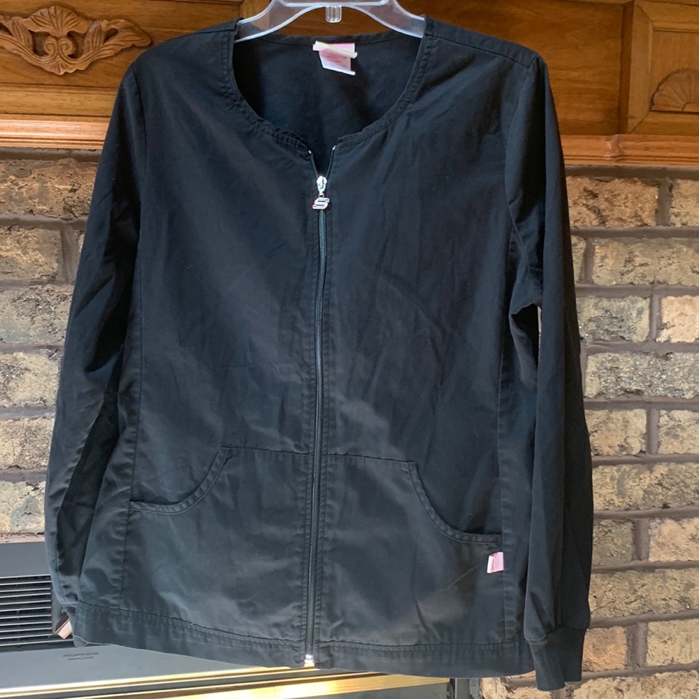 Skechers womens scrub warmup jacket size large black